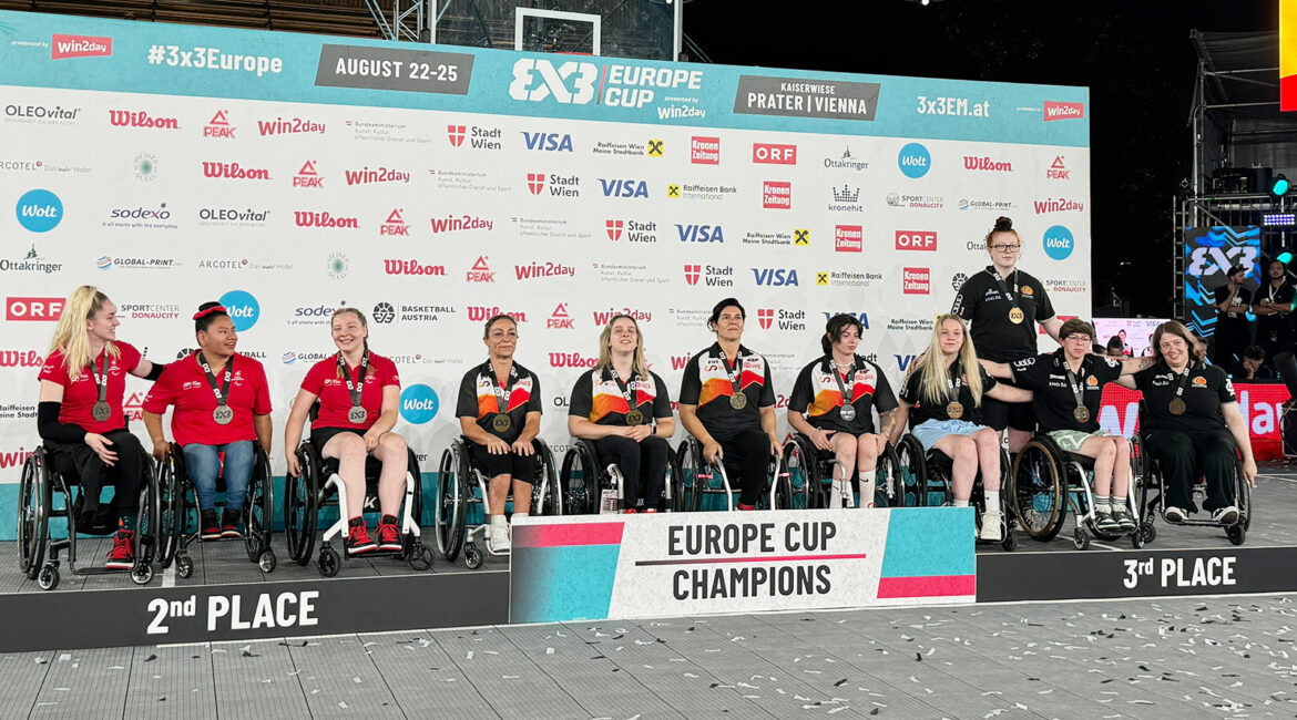 Siegerehrung bei der 3x3 Rollstuhlbasketball Europameisterschaft der Damen | Foto: Team Germany